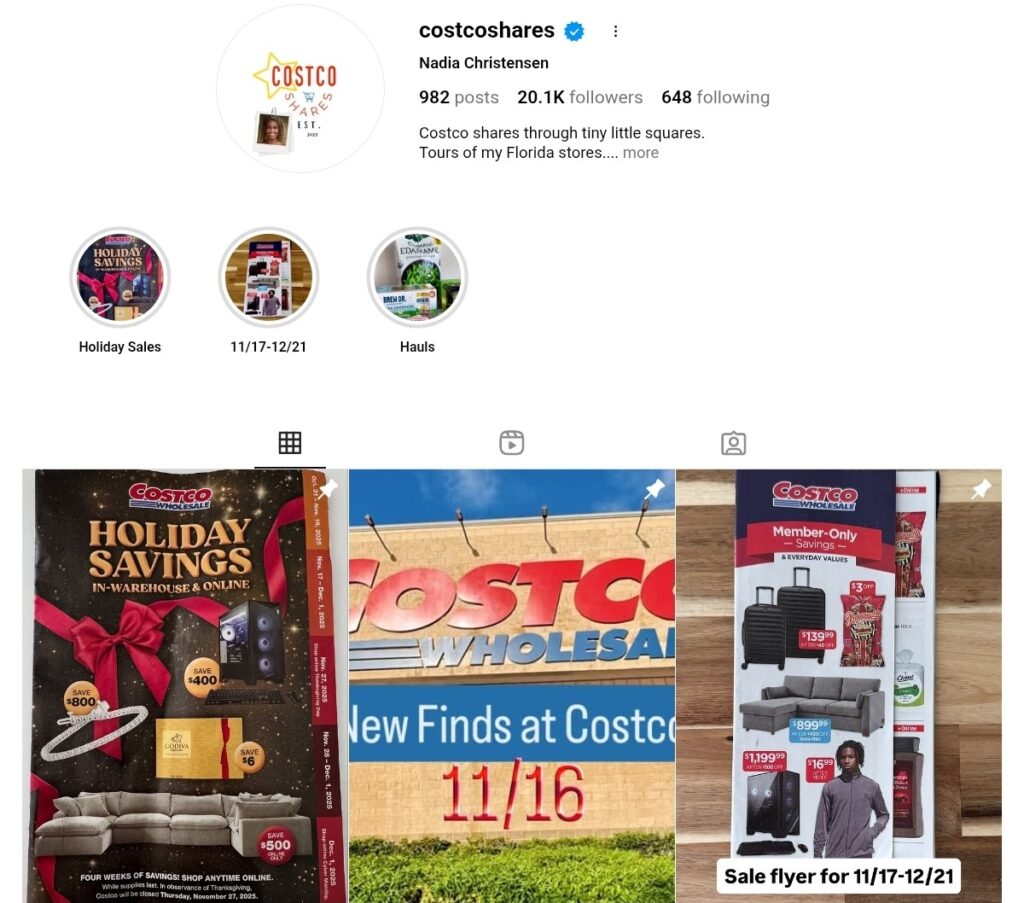 @costcoshares social media page